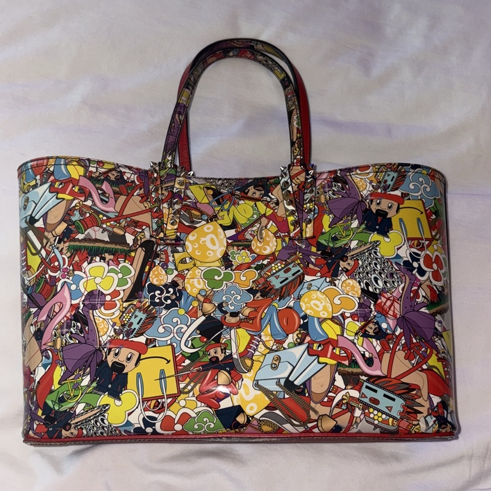SUPER UNIQUE CHRISTIAN LOUBOUTIN Patent Calfskin Print Cabata Tote- Multicolor - Picture 6 of 17